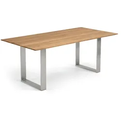 Niehoff Oak Edition Tisch 140x90cm Charaktereiche, Kante Facette, Kufengestell Edelstahl