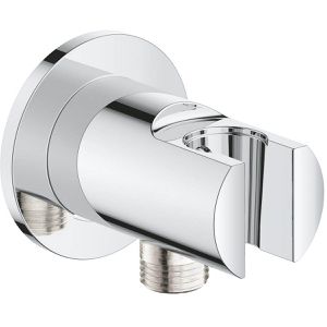 GROHE Wandanschlussbogen Vitalio Universal, rund, verchromt, mit Brausehalter, aus Metall & Kunststoff, 1/2 Zoll