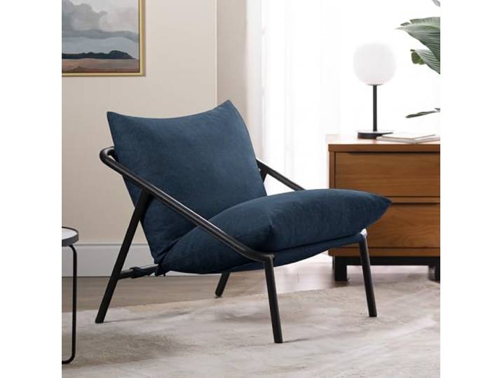 Zinus Ada Loungesessel, Navy blau, Sessel, Metallrahmen mit zerkleinerten Schaumstoffpolstern