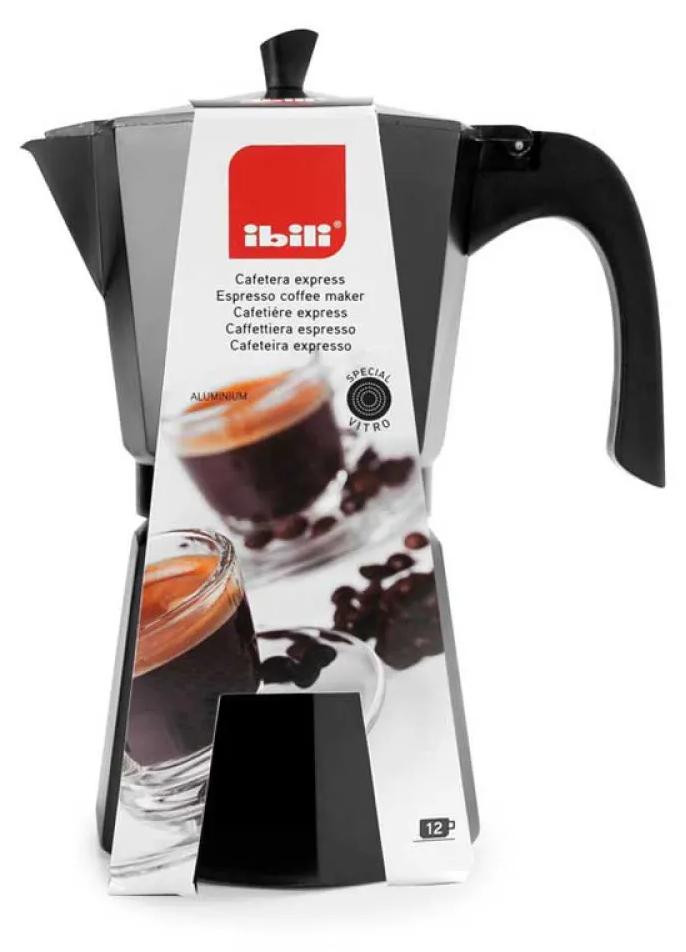Ibili Express koffiemachine, Italiaans model, voor 3 kopjes, zilverkleurig