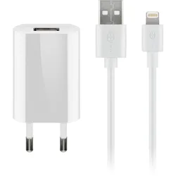 goobay 12W USB-A Ladegerät mit Kabel 1m, weiß