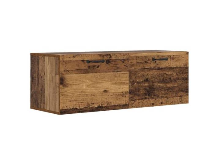 QINXIXINAIXI Wandschrank Altholz 100 x 36,5 x 35 cm Holzwerkstoff Zwei Fächer, umkehrbare Tür, wandmontierbar, minimalistisches Design, pflegeleichte Oberfläche, Platzersparnis