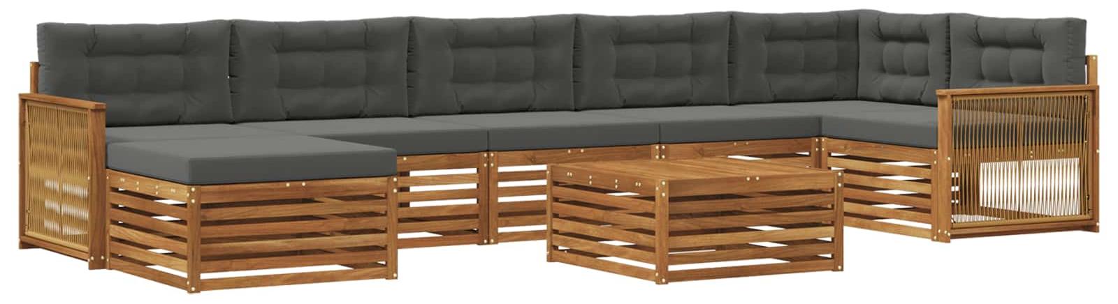 Outdoor-Sofagarnitur 8 pcs Natur und Anthrazit