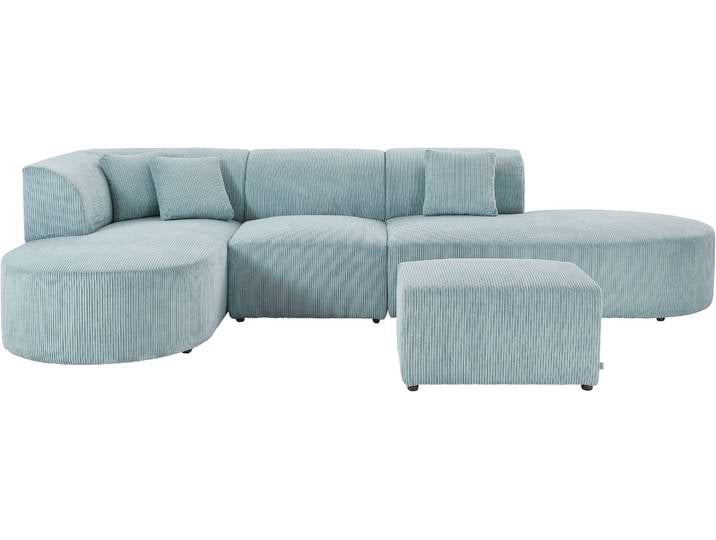 Ecksofa, Cord, Petrol, 362×183 cm, Modulsofa, Skandinavisch, andas