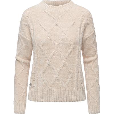 Strickpullover RAGWEAR "Jannina", Damen, Gr. XXL (44), beige (ecru), Material: 100% Polyester, gerade hüftbedeckend, Rundhals, Ärmel ohne Ärmelschlitz Rippbündchen, Pullover Strickpullover, Gestrickter gemusterter Pullover