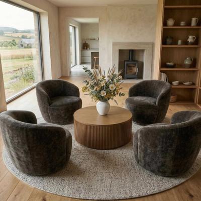 Housely Comfy Chenille 360 Swivel Barrel Accent Chair(Set of 4)