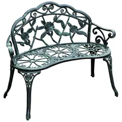 MODFU Gartenbank 2-Sitzer aus Gussaluminium und Gusseisen in Antik-Grün, 100x54x78 cm