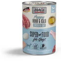 Macs Hund Puppy Huhn und Kalb Sparpaket 12 x 400g