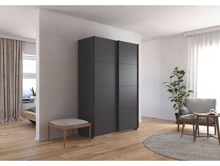 Armoire coulissante Quadra amortisseur 136cm Gris/Gris métallisé Sans portes miroir