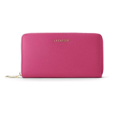 Geldbörse LAZAROTTI "Bologna Leather XL Zip-Around Geldbörse Leder 19 cm", Damen, pink, Leder, Kleinlederwaren