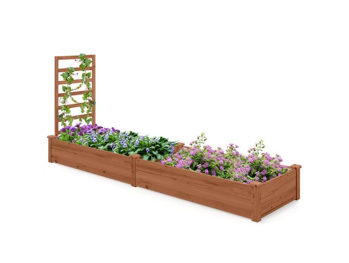 Verhoogd Bloembed met Rankrooster Bloembak met Trellis Plantenbak Dennenhout Tuinlatwerk met Rankkast