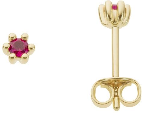 Paar Ohrstecker FIRETTI "Schmuck Geschenk Gold 333 Ohrschmuck Farbstein Edelstein Rubin", gold (gelbgoldfarben, rot, rot), Ohrringe, Damen, 3mm, Gelbgold 333, Paar Ohrstecker, mit Rubin