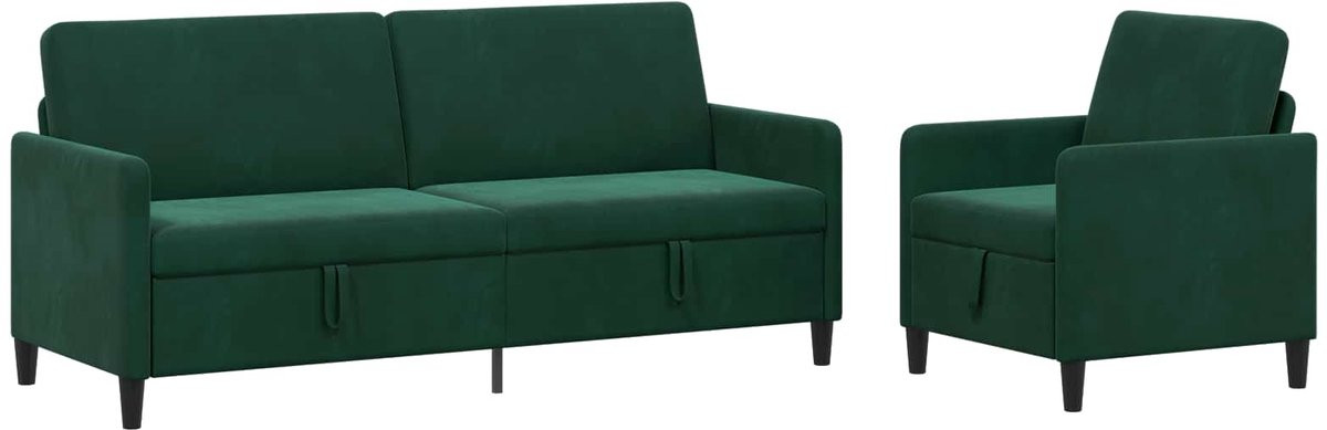 vidaXL Sofa Set met Opslag - 2 stuks - Donkergroen - Polyester
