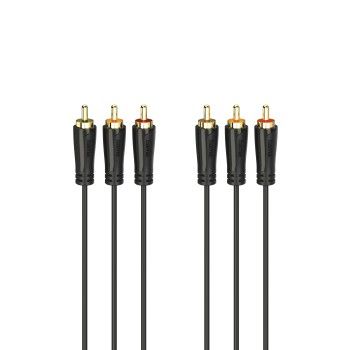 Hama 205151 Audio-Video-Kabel Stecker 3x Cinch auf 3x Cinch 3 m (Schwarz) 00205151