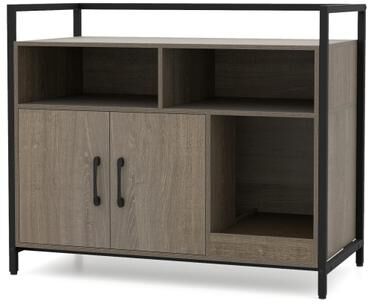 Costway Hidden Cat Washroom with Double Doors and Scratch Cardboard-Oak