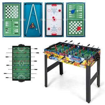 Costway 12-in-1 Combo Game Table Set with Foosball Air Hockey Pool Chess and Ping Pong