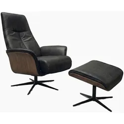 RELAXSESSEL FERREIRA Schwarz Lederfaserstoff Relaxfunktion
