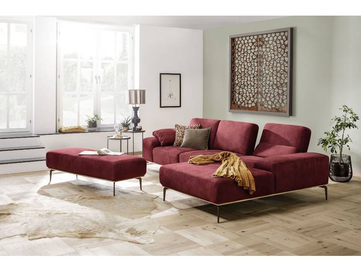 Ecksofa, Longlife Xtra-Leder, Ruby Rot, 299×178 cm, Recamiere Rechts, Modern, W.SCHILLIG