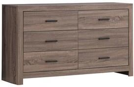 Benjara 6 Drawer Dresser with Metal Bar Pulls, Brown