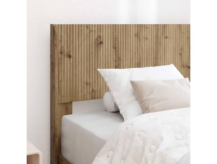 SKTQYQO Bett mit Stauraum, Eiche, handgefertigt, 100 x 200 cm Technisches Holz, Lattenrost, Kopfteil inklusive, 140 kg Kapazität