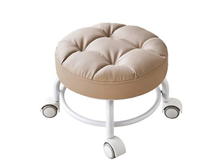 JFGCTYHXY Hocker mit Rollen, Roller Seat Kurze Rollfußhocker mit universellen Schwenkrollen(Beige)