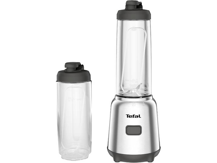 TEFAL Standmixer BL15FD Mix & Move Smoothie-Maker , grau (schwarz, edelstahlfarben), B:12,3cm H:31cm T:12,3cm, Zerkleinerer, 2 Flaschen To-Go in Premium Tritan, abnehmbare Klingen, Standmixer