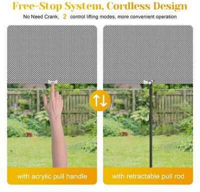Royalcraft Outdoor Roller Shade 6'W x 6'L, 95% UV‑Block 420GSM Teslin PVC‑Polyester Fabric, Kid‑Safe Cordless Design for Patio Balcony