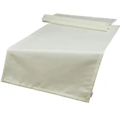 TISCHLÄUFER FarbTon Chenille-Haptik sahne-weiß 140/40 cm