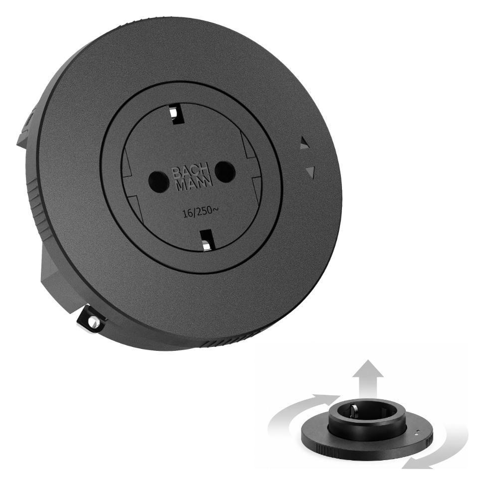 Bachmann PIX UP versenkbare Einbausteckdose, 19 mm Einbautiefe, 0,5 m, schwarz (... (78278885)