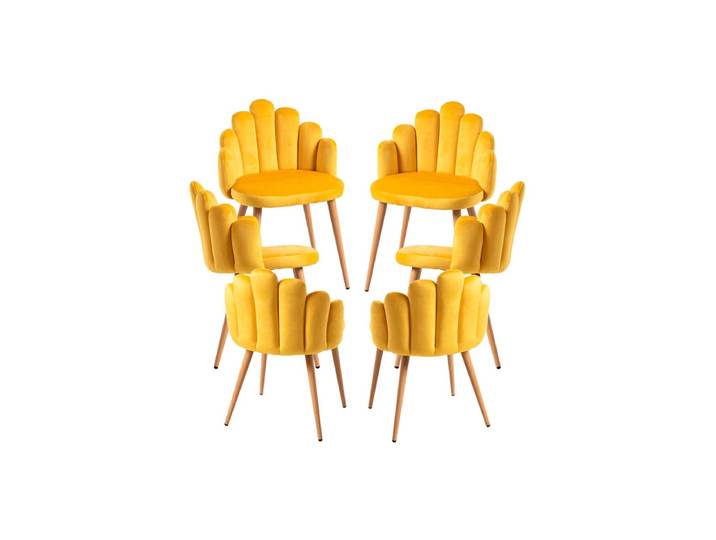 6er Set Hand Samt Stühle - Gelb