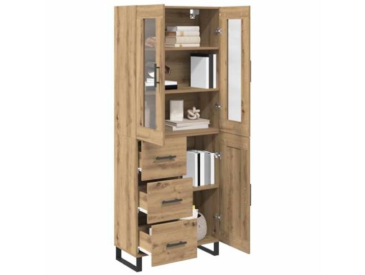 KTHLBRH Sideboard 2 Stück Eiche Handwerk 69,5 x 34 x 180 cm Holz und Glas, Doppeltüren, moderne Griffe, für Wohnzimmer und Esszimmer
