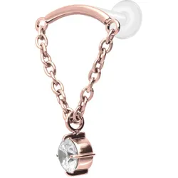 PTFE Labret mit Innengewinde + Titan-Aufsatz BOGEN + KETTE + KRISTALL