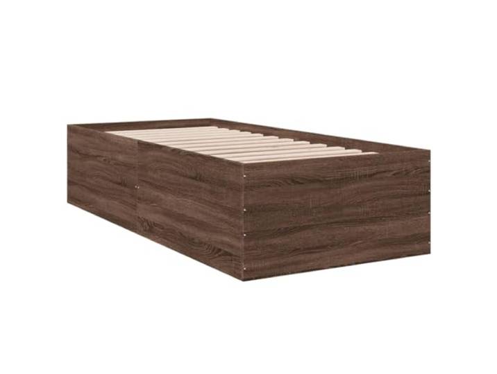 KTHLBRH Bettgestell Eiche braun 100 x 200 cm aus mehrschichtigem Holz Lattenrost inklusive, optimale Unterstützung, modernes Design, einfache Montage