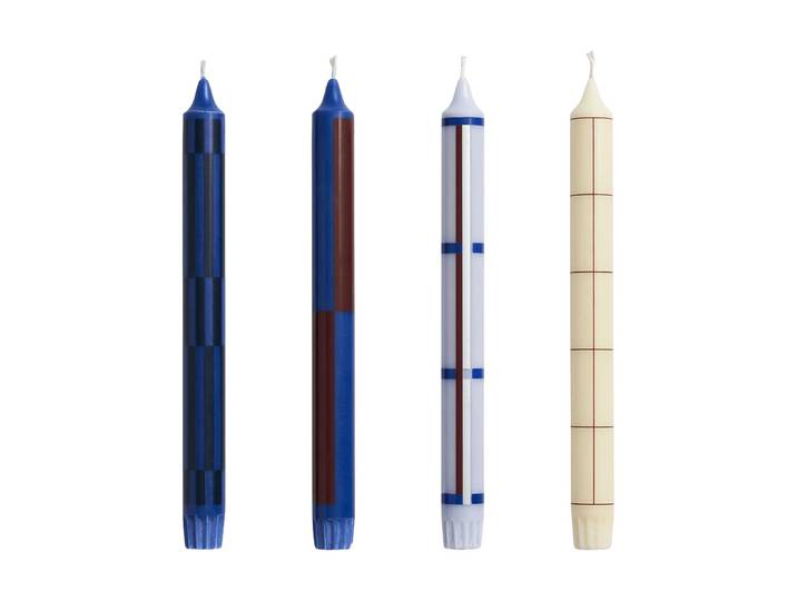 HAY Bougies Pattern mix lot de 4 Blue-silver