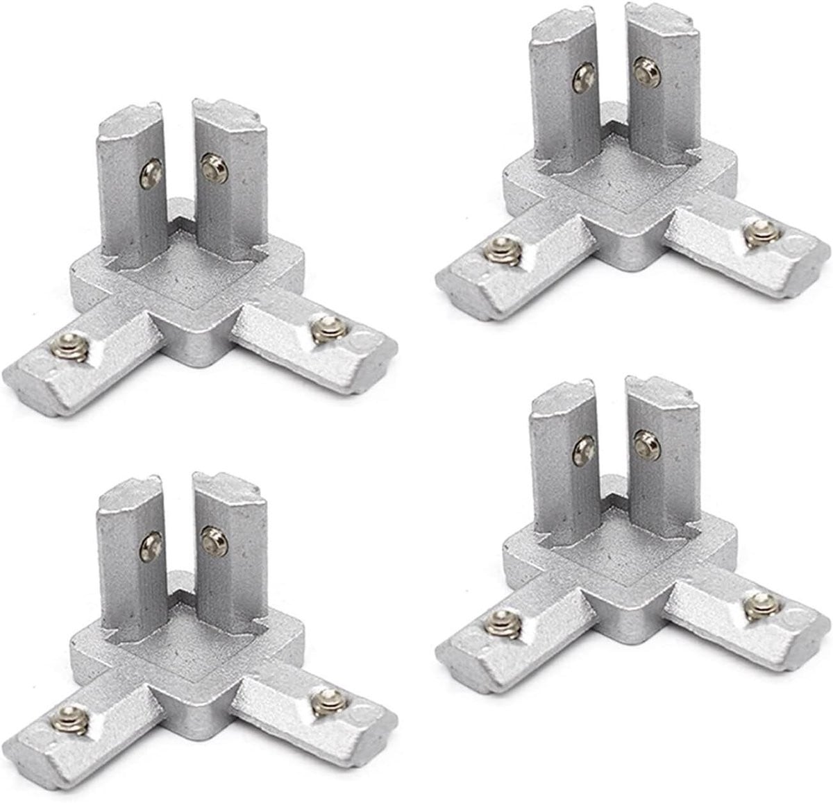 Hoekverbinder Set Bevestigingsbeugels voor Meubelversteviging en T-profiel - Zwart/Zilver - 4 of 8 stuks