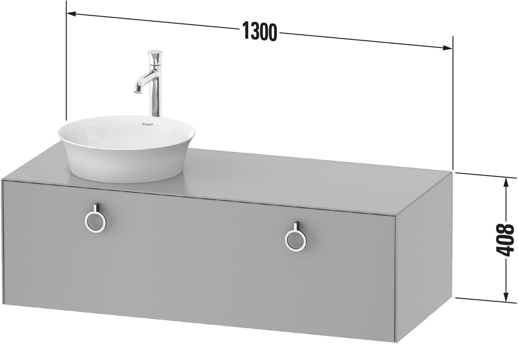 Duravit Waschtischunterschrank White Tulip 130x55cm, B m, T m, k Ein/m Beleuchtung (WT4982M60600010)