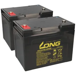 24V 75Ah Akku-Satz passend für Sopur E155 – 2x Kung Long KPH75-12NE M6 AGM