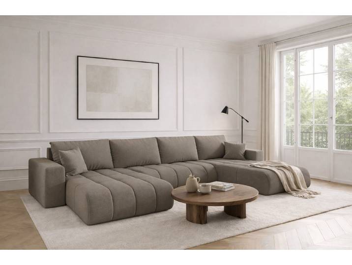 Kaiser Möbel Ecksofa U-Form Sofa mit Schlaffunktion im Stoff WIND MILO U PREMIUM, U-Form,Pflegeleichter Webstoff WIND,Hohe Abriebfestigkeit