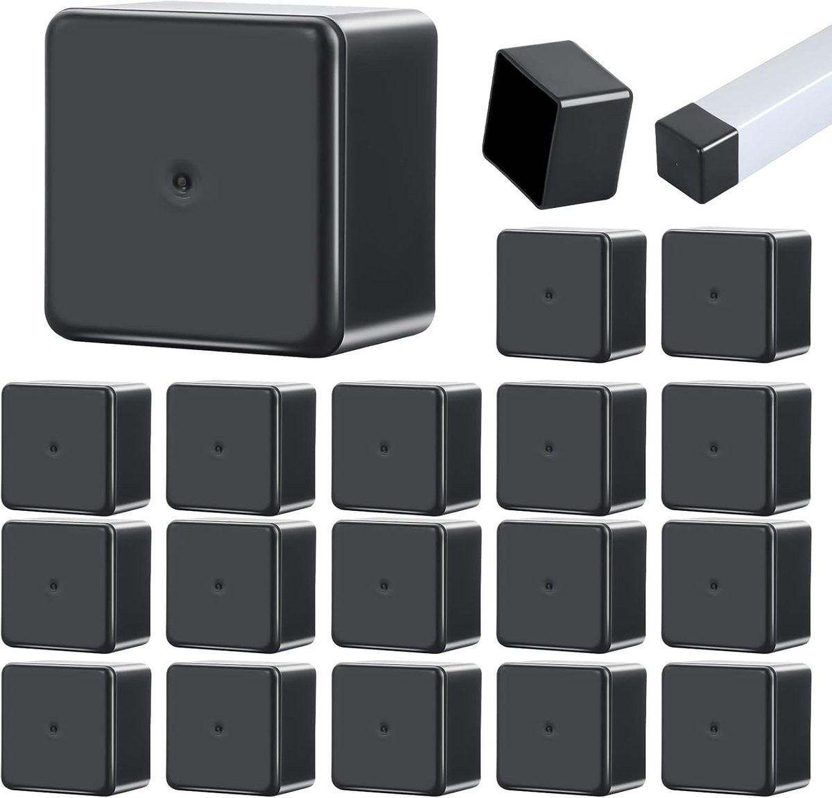 Solar Power Eindkappen 40x40, 20 stuks, Zwart Kunststof, Aluminium Beschermkappen voor Tafelpoten en Vloerbescherming