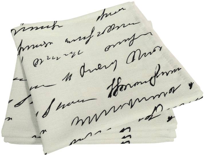 Stoffserviette ADAM Scribble , schwarz (natur, schwarz), B:30cm L:30cm, Obermaterial: 73% Leinen, 27% Baumwolle, Servietten, Stoffserviette, aus Bio-Baumwolle,Made in Germany