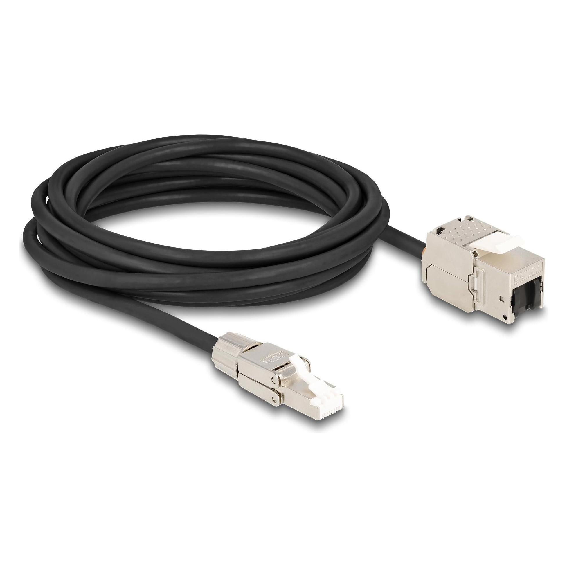 Delock Kabel RJ45 Stecker feldkonfektionierbar zu Keystone Modul RJ45 Buchse Cat.6A 5 m (S/FTP, CAT6a, 5 m) (87245)