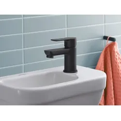 Duravit D-Code Waschbecken 07494000412 mit Hahnloch, mit Überlauf, Weiß Hochglanz, 400x140mm