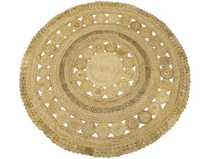 Sisalteppich CARPETFINE Juteteppich Finn , beige (natur), H:13mm Ø:200cm, Jute, Teppiche, Sisalteppich, natürliches Pflanzenmaterial von Hand gewebt, Boho Style