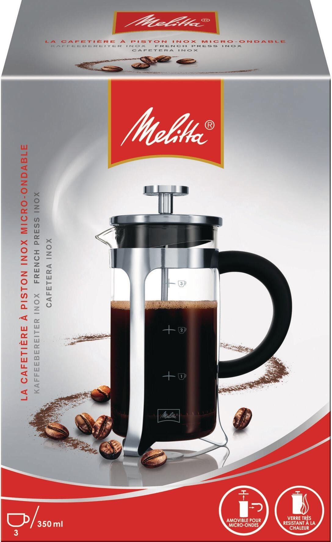 Kaffeebereiter MELITTA "Kaffeebereiter Inox-Glas", silber (silberfarben), Kaffeemaschinen, Kaffeebereiter silberfarben Einheitsgröße