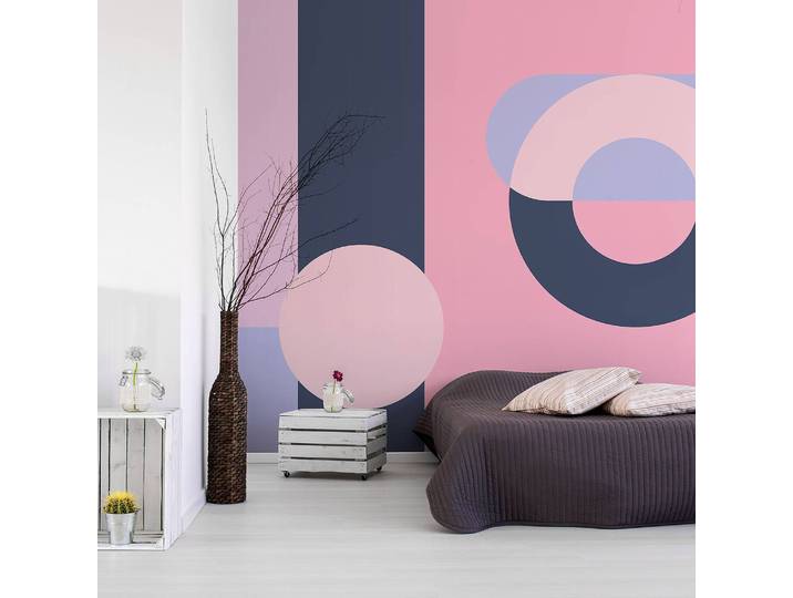 home24 Vlies-fotobehang Geometric Wreath 300 x 210cm violet 300 x 210 cm