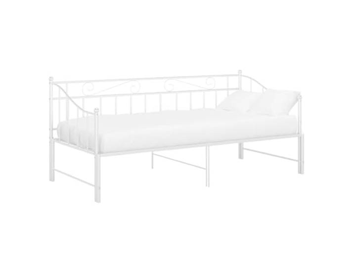 vidaXL Ausziehbett Sofabett Ausziehsofa Bettgestell Tagesbett Schlafsofa Gästebett Bett Metallbett Bettsofa Couch Sofa Weiß Metall 90x200cm