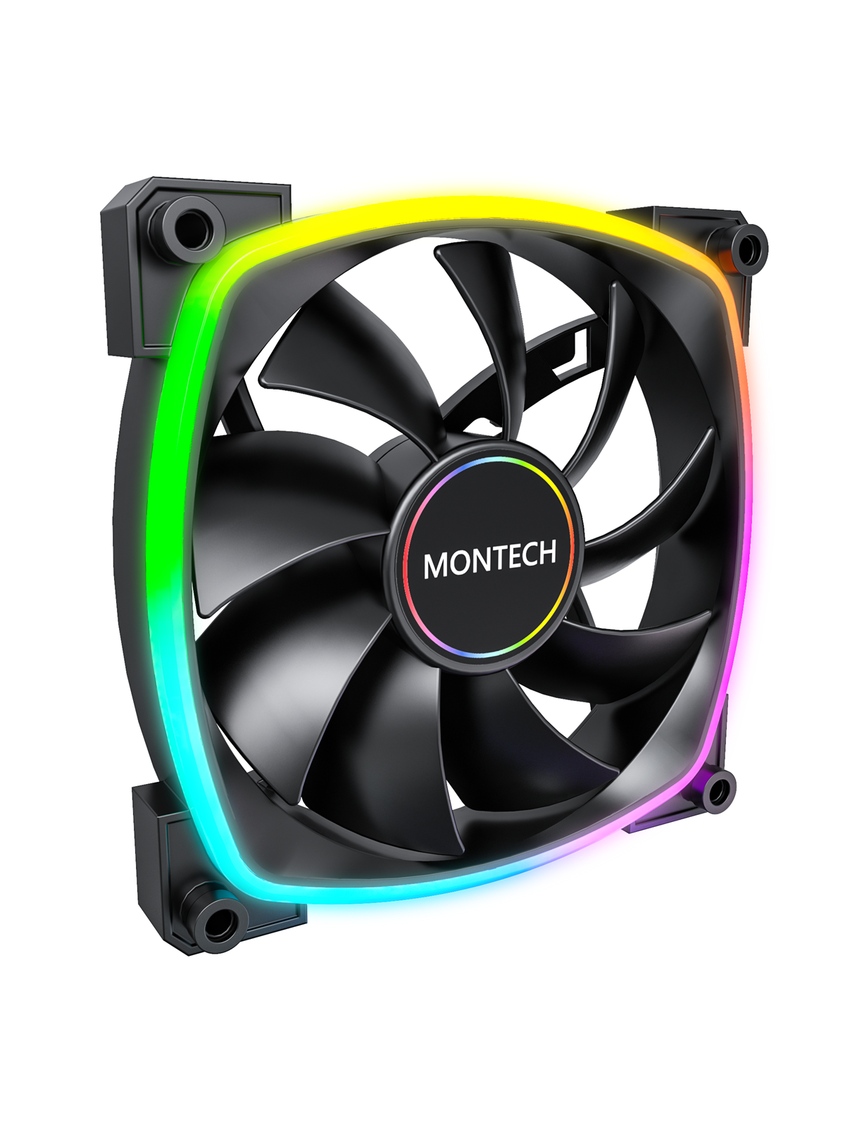 Montech AX140 PWM BK - Gehäuselüfter - 140mm - Schwarz mit RGB LED - 28 dBA