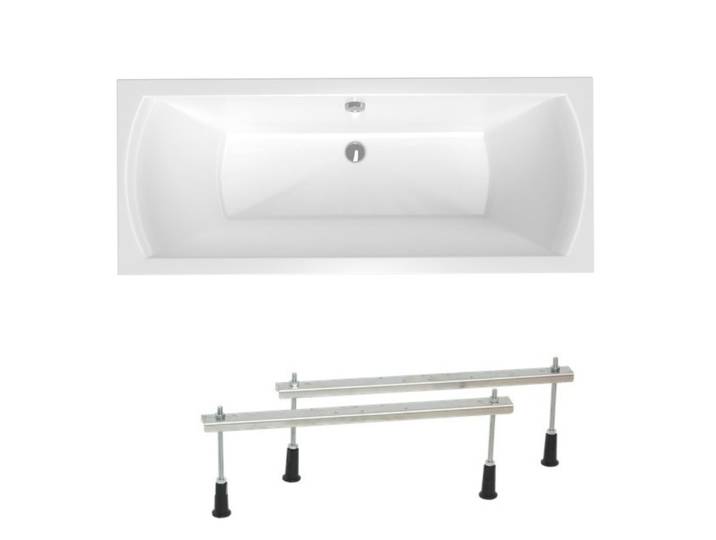Laguna Cube Way Plus Baignoire rectangulaire avec pieds, 160x70 cm, Acrylique, Gauche et Droite, Blanc (CUB1600PLUS-SET)