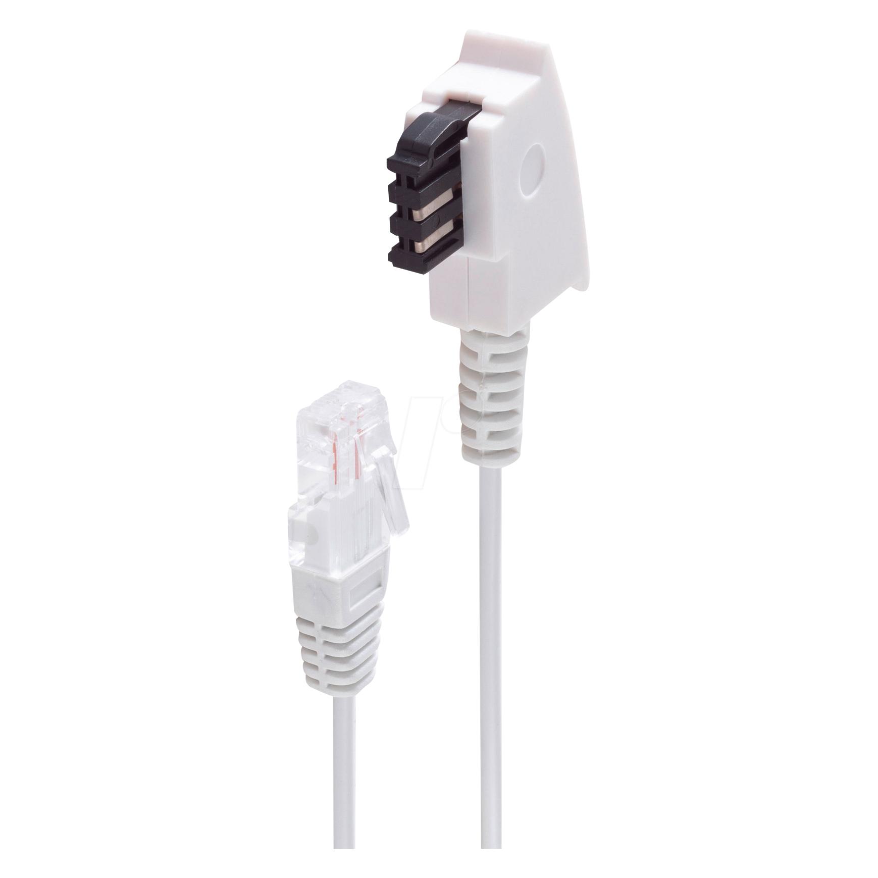 Shiverpeaks -BASIC-S--Telefon-Anschlusskabel-TAE-F Stecker auf RJ45 Stecker, DSL VDSL Routerkabel, weiss, 6,0m (BS12-09266)