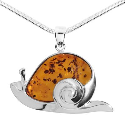 Kette mit Anhänger OSTSEE-SCHMUCK "- Schnecke - Silber 925/000 - Bernstein" Gr. 42, silber (silber 925, silberfarben, weiß), Schmuck_Sets, Damen, 42, Silber 925 (Sterlingsilber)